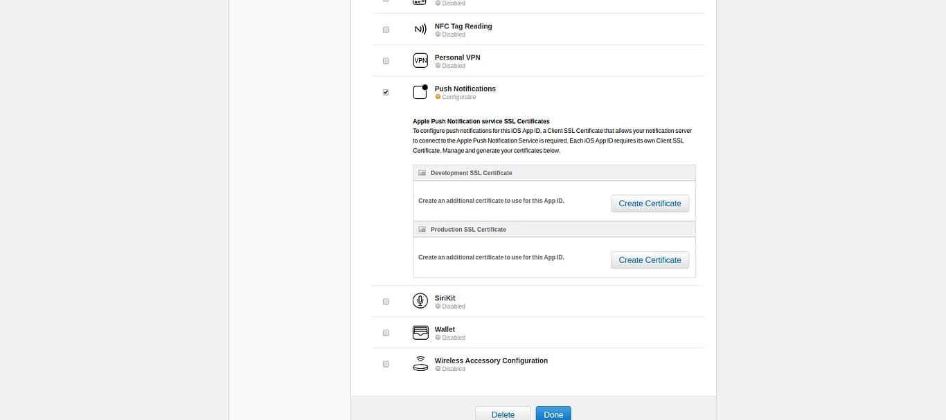 Configure an App ID for Push Notifications